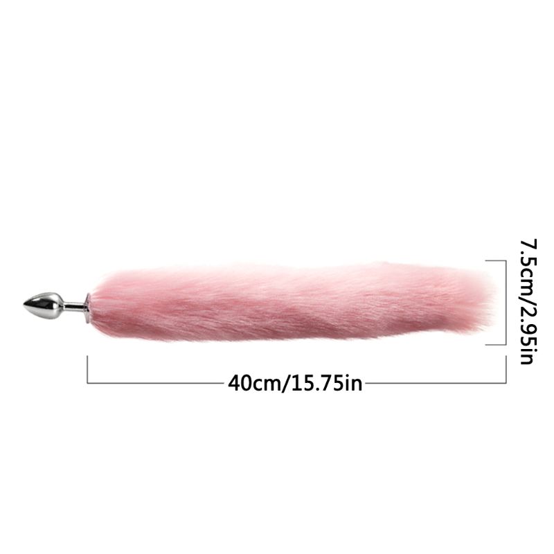 2pcs Luxury Adult Roleplay Set Faux Fur Tail Metal Butt Plug Adorable Cat Ears Headband - 11
