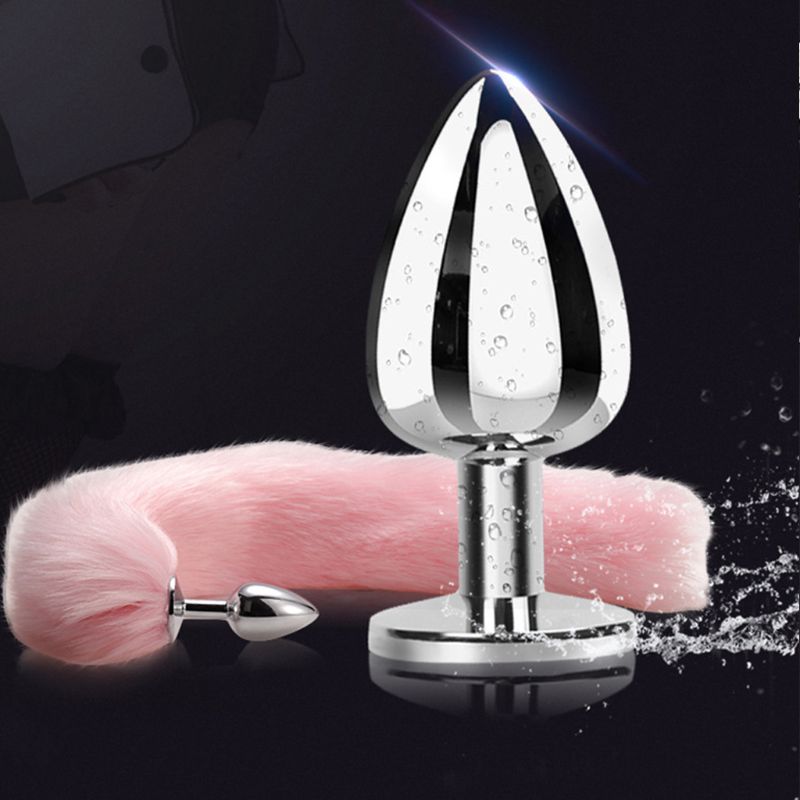 2pcs Luxury Adult Roleplay Set Faux Fur Tail Metal Butt Plug Adorable Cat Ears Headband - 4