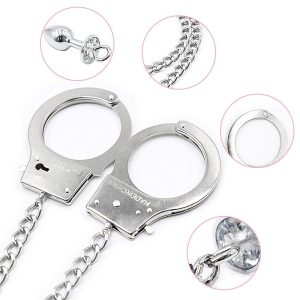 Metal Anal Plug Chain Handcuffs & Butt Prostate Massager Orgasm Flirting Adult Sex Toys For Couples Gay Bdsm Games - 2
