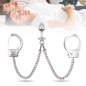 Metal Anal Plug Chain Handcuffs & Butt Prostate Massager Orgasm Flirting Adult Sex Toys For Couples Gay Bdsm Games