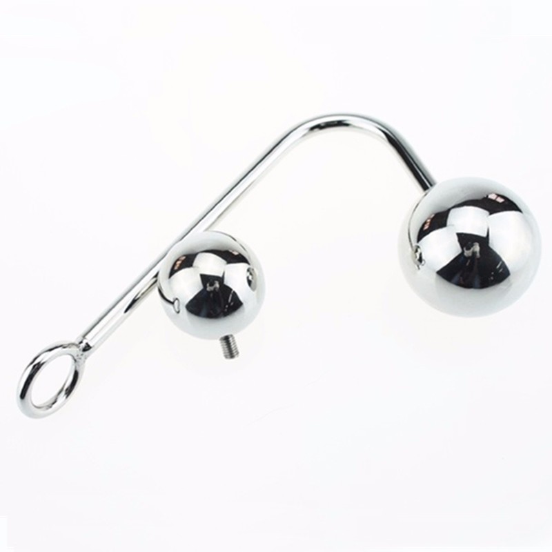 Stainless Steel Anal Hook Toy With 2 Interchangeable Balls And Bandage For Pleasure Enhancement - 6
