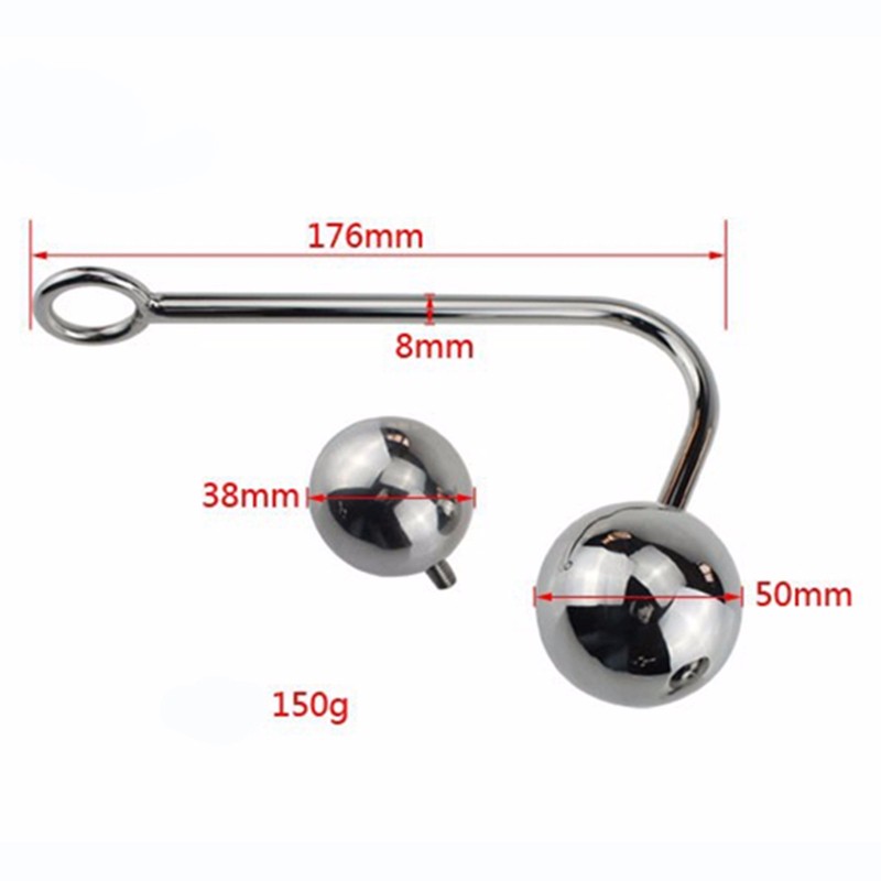 Stainless Steel Anal Hook Toy With 2 Interchangeable Balls And Bandage For Pleasure Enhancement - 5