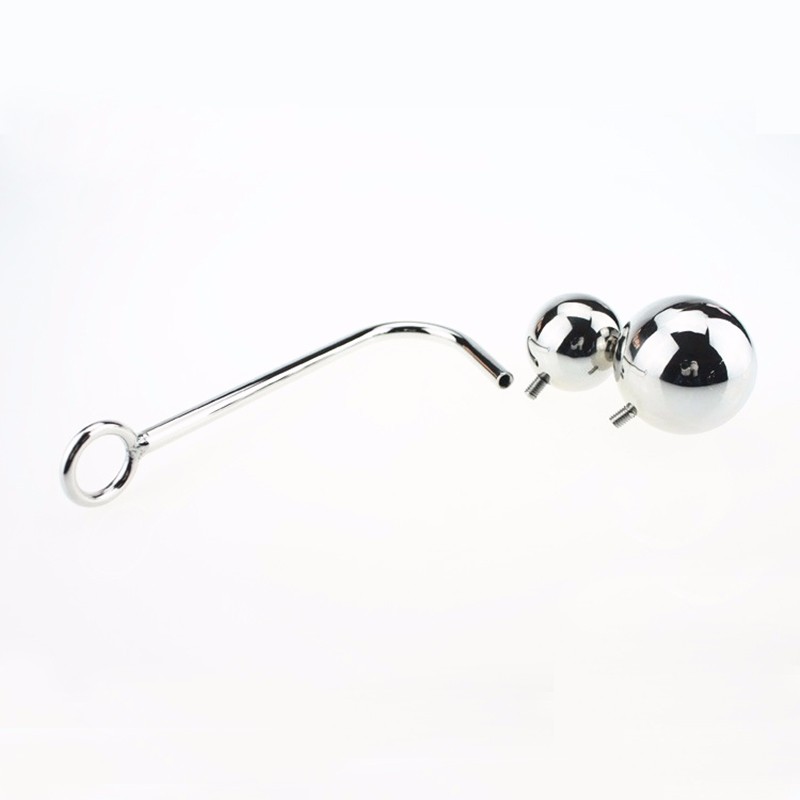 Stainless Steel Anal Hook Toy With 2 Interchangeable Balls And Bandage For Pleasure Enhancement - 4