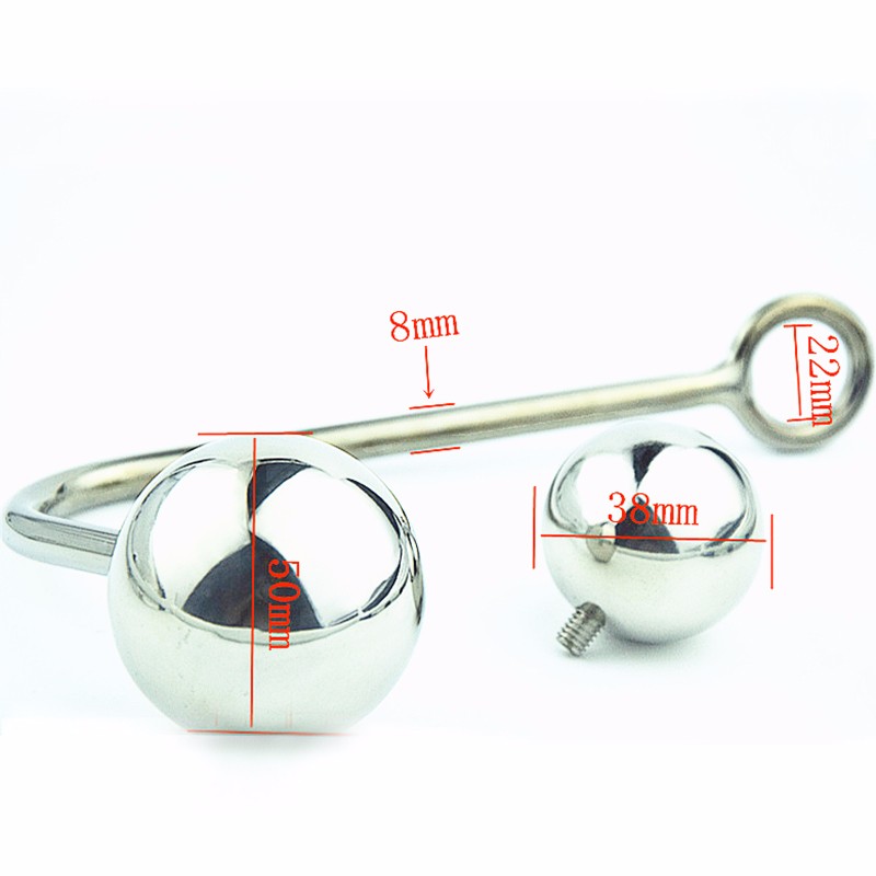 Stainless Steel Anal Hook Toy With 2 Interchangeable Balls And Bandage For Pleasure Enhancement - 2
