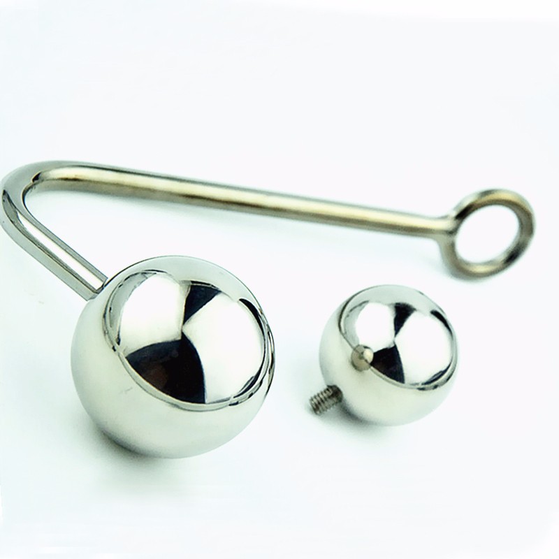 Stainless Steel Anal Hook Toy With 2 Interchangeable Balls And Bandage For Pleasure Enhancement - 1