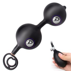 Inflatable Anal Beads Huge Plug With Cock Ring Prostate Massage Anus Expansion Big Butt Sex Toys For Men