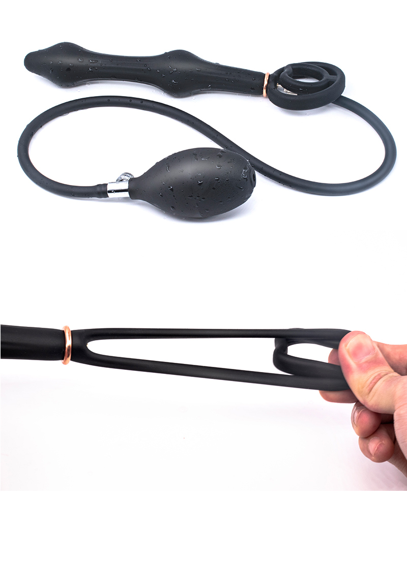 Huge Inflatable Anal Beads Plug With Cock Ring Prostate Massager Anus Expansion Adult Sex Toys For Men - 14