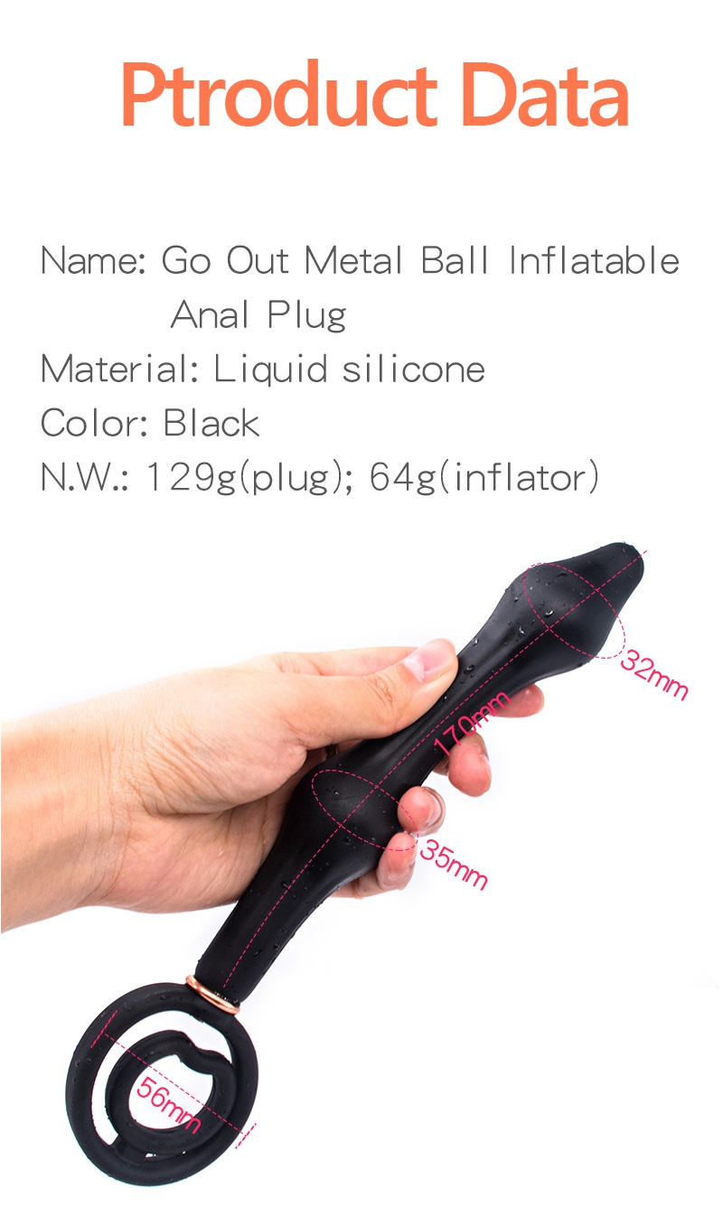 Huge Inflatable Anal Beads Plug With Cock Ring Prostate Massager Anus Expansion Adult Sex Toys For Men - 12