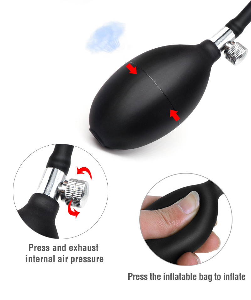 Huge Inflatable Anal Beads Plug With Cock Ring Prostate Massager Anus Expansion Adult Sex Toys For Men - 9