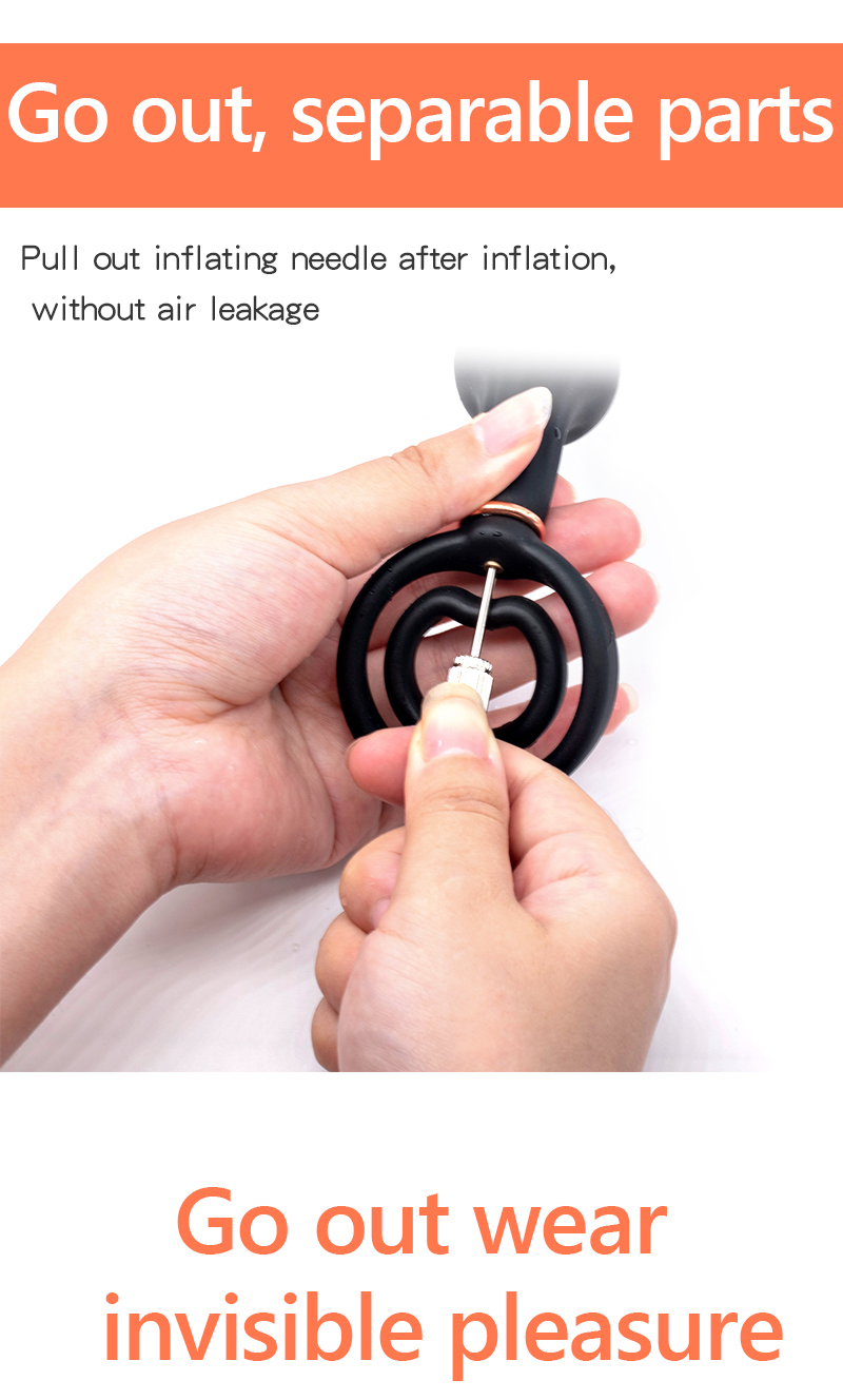 Huge Inflatable Anal Beads Plug With Cock Ring Prostate Massager Anus Expansion Adult Sex Toys For Men - 6