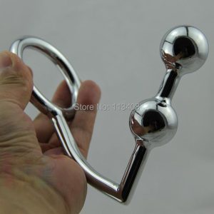2 Balls Male Chastity Cock Lock Anal Plugs Intruder Metal Hook Ring Butt Plug Alternative Sex Toys - 2