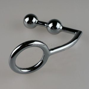 2 Balls Male Chastity Cock Lock Anal Plugs Intruder Metal Hook Ring Butt Plug Alternative Sex Toys