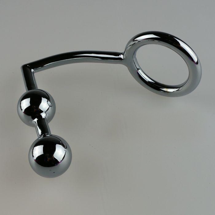 Stainless Steel Male Chastity Device Dual Ball Design With Anal Intruder Plug Bdsm Sex Toy - 5