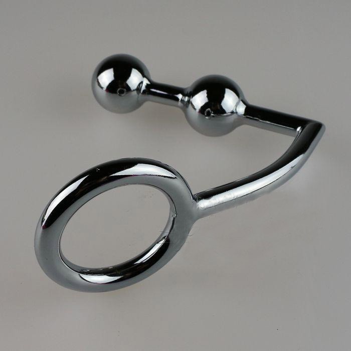 Stainless Steel Male Chastity Device Dual Ball Design With Anal Intruder Plug Bdsm Sex Toy - 4