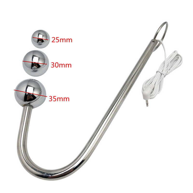 Electric Shock Stainless Steel Anal Hook 2535mm Vibration Stimulation Gspot Beads Butt Plug For Sexual Pleasure - 2
