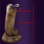 78cm Super Long Fox Tail Anal Plug 3size Metal Dilatador Beads Butt Sexy Stimulate Sex Toys For Woman Adult Games - 4