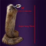 78cm Super Long Fox Tail Anal Plug 3size Metal Dilatador Beads Butt Sexy Stimulate Sex Toys For Woman Adult Games - 3