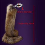 78cm Super Long Fox Tail Anal Plug 3size Metal Dilatador Beads Butt Sexy Stimulate Sex Toys For Woman Adult Games - 2