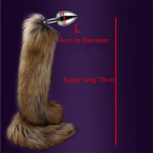 78cm Super Long Fox Tail Anal Plug 3size Metal Dilatador Beads Butt Sexy Stimulate Sex Toys For Woman Adult Games - 2