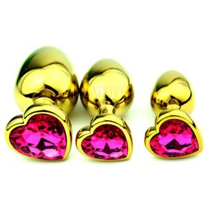 Gold Heart Shaped Metal Anal Plug Sex Toys Stainless Smooth Touch Steel Butt With Crystal Jewelry Trainer For Women