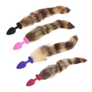 Funny Adult Sex Toy Smooth Faux Fur Fox Tail Silicone Butt Anal Plug Romance Games