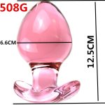 125x 66mm Huge Smooth Crystal Glass Black Pink Dildo Anal Dilation Butt Plug Sex Toys For Men Women Big Ass Buttplug - 3
