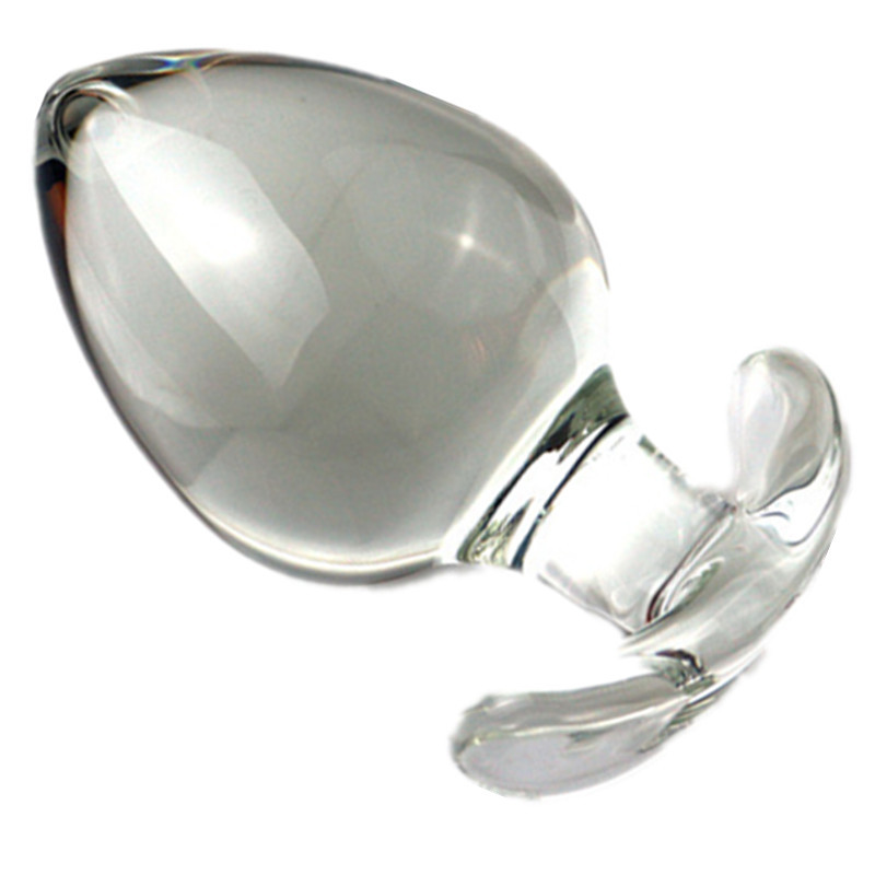 Large 125x66mm Crystal Glass Dildo Smooth Anal Dilation Butt Plug Black Pink Sex Toys For Men Women - 11