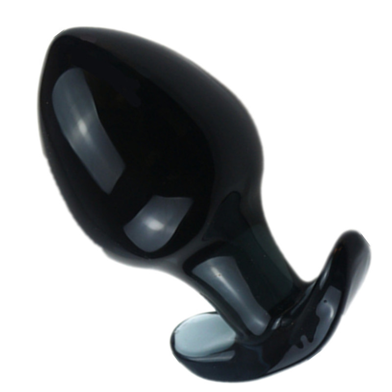 Large 125x66mm Crystal Glass Dildo Smooth Anal Dilation Butt Plug Black Pink Sex Toys For Men Women - 9
