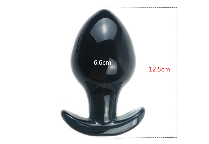 Large 125x66mm Crystal Glass Dildo Smooth Anal Dilation Butt Plug Black Pink Sex Toys For Men Women - 4