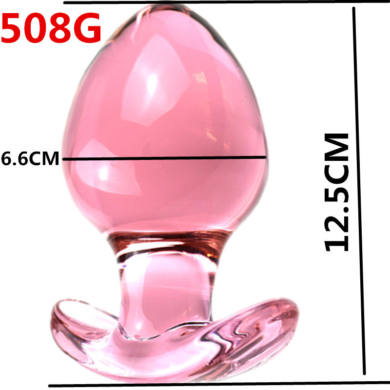Large 125x66mm Crystal Glass Dildo Smooth Anal Dilation Butt Plug Black Pink Sex Toys For Men Women - 3