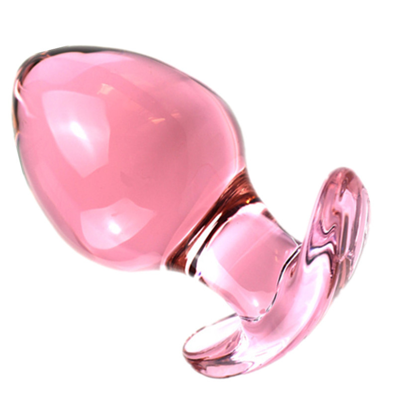 Large 125x66mm Crystal Glass Dildo Smooth Anal Dilation Butt Plug Black Pink Sex Toys For Men Women - 2