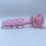 3 Style Glass Dildo Pink Rose Flower Shape Vaginal Anal Butt Plug Self Comfort Masturbator Sex Toys For Women - 5