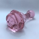 3 Style Glass Dildo Pink Rose Flower Shape Vaginal Anal Butt Plug Self Comfort Masturbator Sex Toys For Women - 4