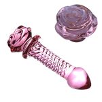 3 Style Glass Dildo Pink Rose Flower Shape Vaginal Anal Butt Plug Self Comfort Masturbator Sex Toys For Women