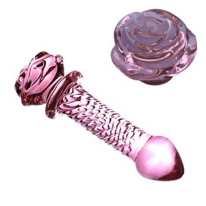 3 Style Glass Dildo Pink Rose Flower Shape Vaginal Anal Butt Plug Self Comfort Masturbator Sex Toys For Women