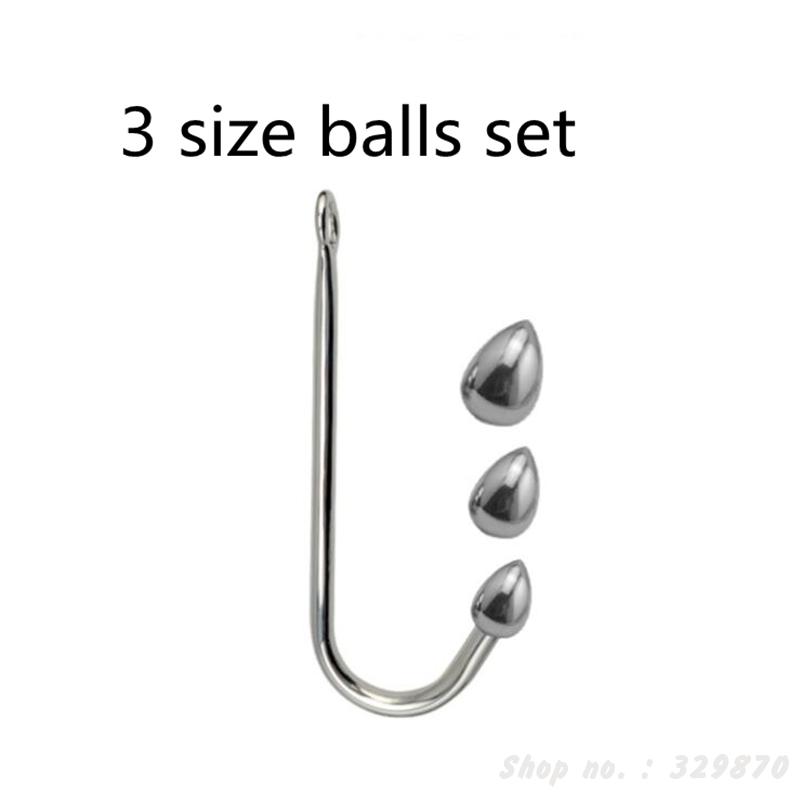 Stainless Steel Anal Hook Unisex Prostate Stimulation Toy 3 Size Ball Butt Plug Erotic Stretcher - 10