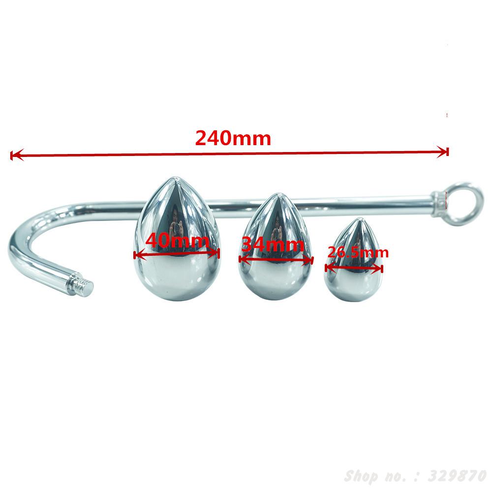 Stainless Steel Anal Hook Unisex Prostate Stimulation Toy 3 Size Ball Butt Plug Erotic Stretcher - 1