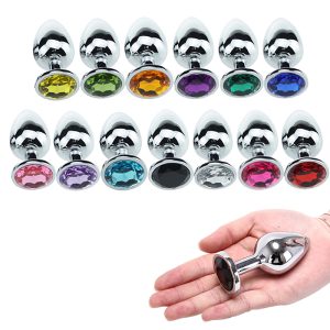 1pcs Stainless Steel Booty Beads Jewelled Anal Butt Plug Small Size Metal Crystal Sex Toys Products For Men Couples