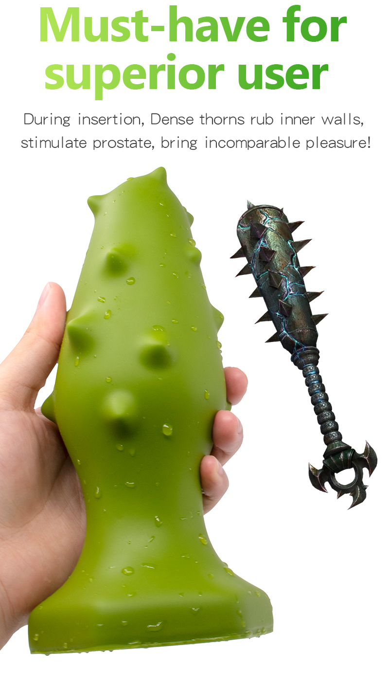 Large Green Anal Plug Thorn Butt Dildo Adult Prostate Massager Safe Silicone Buttplug - 3