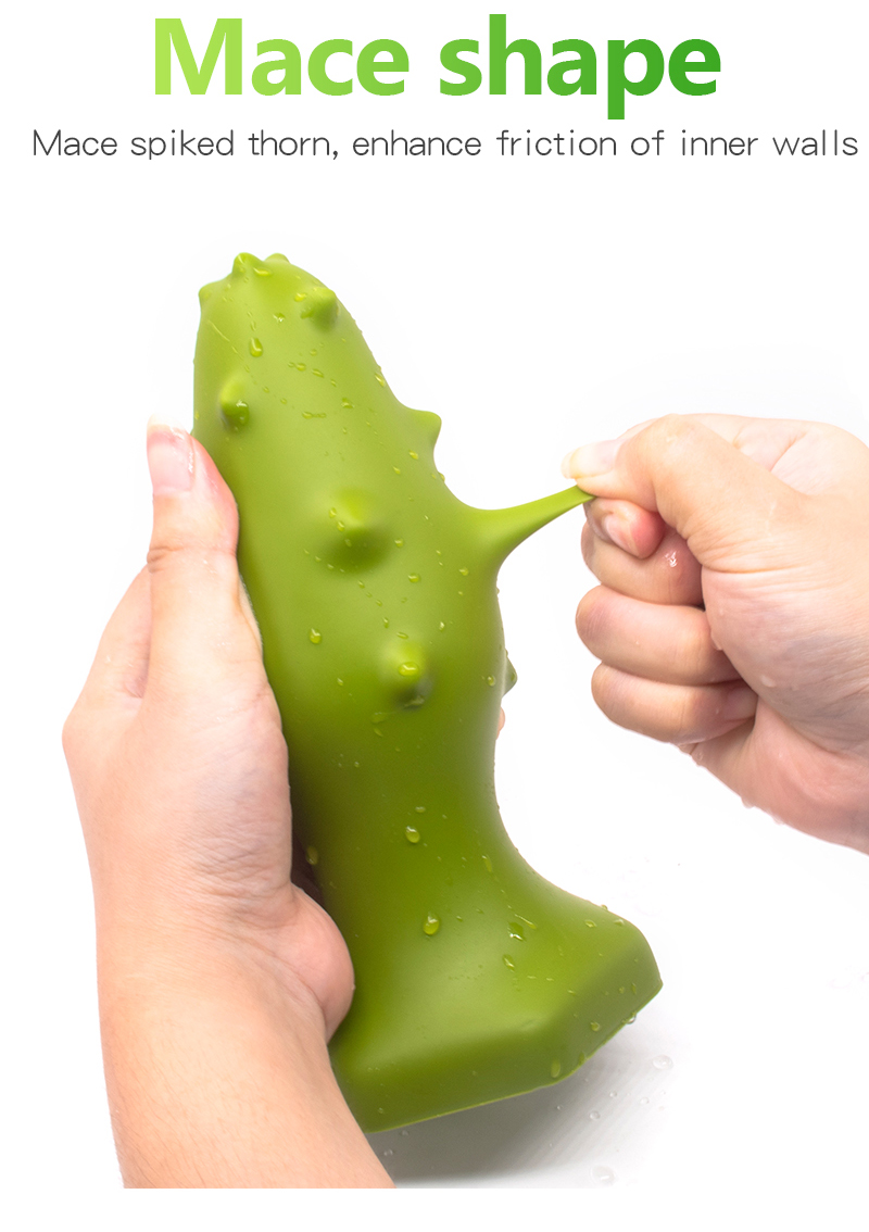 Large Green Anal Plug Thorn Butt Dildo Adult Prostate Massager Safe Silicone Buttplug - 2