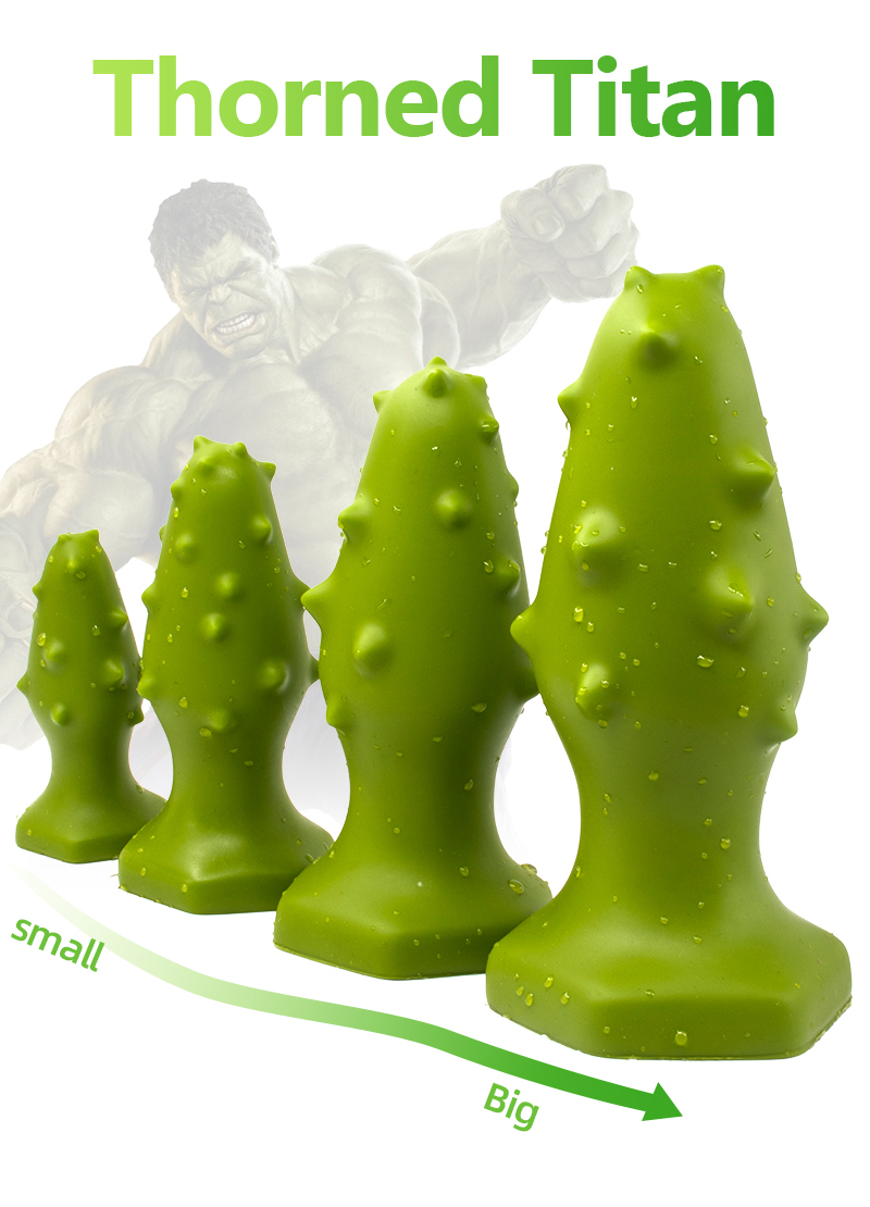 Large Green Anal Plug Thorn Butt Dildo Adult Prostate Massager Safe Silicone Buttplug - 1