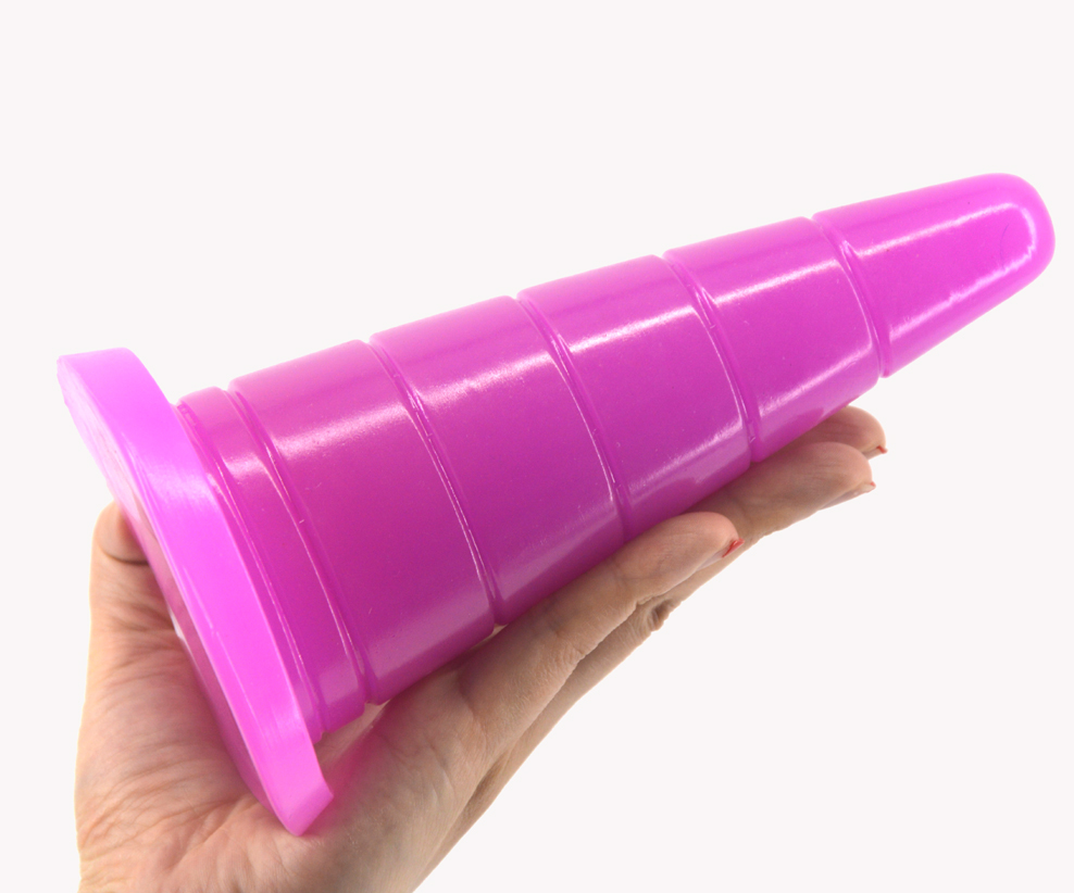 Large Coneshaped Anal Plug With Suction Adult Erotic Toy Grooved Dildo For Vaginal Masturbation - 17