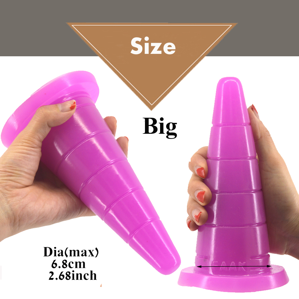 Large Coneshaped Anal Plug With Suction Adult Erotic Toy Grooved Dildo For Vaginal Masturbation - 7