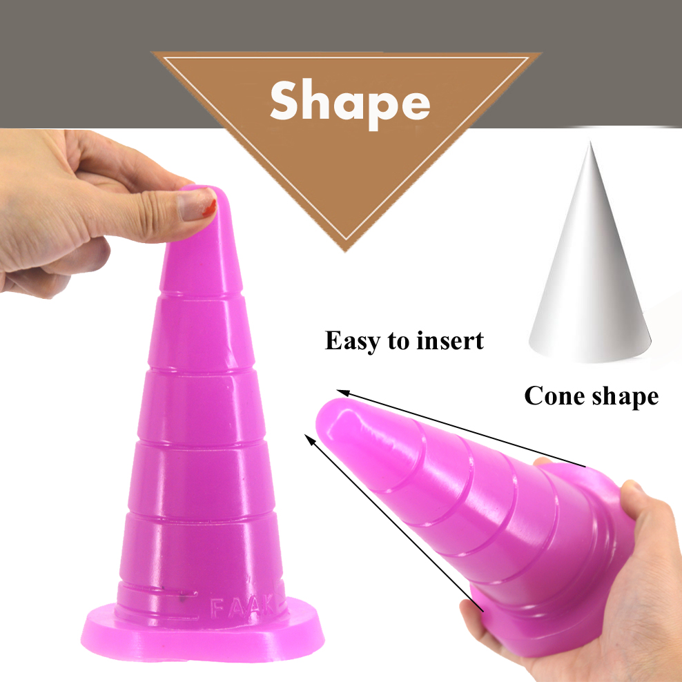 Large Coneshaped Anal Plug With Suction Adult Erotic Toy Grooved Dildo For Vaginal Masturbation - 6