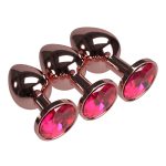 3pcs Lot Smooth Metal Rose Gold Plating Crystal Jewelry Anal Plug Erotic Toy Tube Butt Adult Product For Women Man Gay - 5