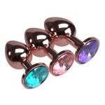 3pcs Lot Smooth Metal Rose Gold Plating Crystal Jewelry Anal Plug Erotic Toy Tube Butt Adult Product For Women Man Gay - 4