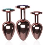 3pcs Lot Smooth Metal Rose Gold Plating Crystal Jewelry Anal Plug Erotic Toy Tube Butt Adult Product For Women Man Gay