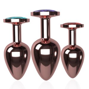 3pcs Lot Smooth Metal Rose Gold Plating Crystal Jewelry Anal Plug Erotic Toy Tube Butt Adult Product For Women Man Gay
