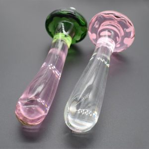 Crystal Mushroom Penis Glass Men's Women's G-spot Anal Butt Plug Beads Masturbation Erotic Expander Adults Sex Toys Products - 2