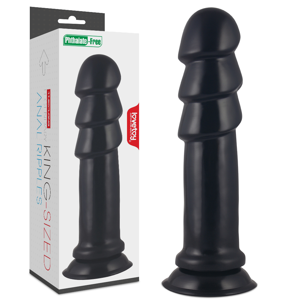 Kingsized 1125 Inch Black Pvc Dildo Adult Sex Toy Realistic Huge Penis Plug Stimulating Anal Ripples - 5